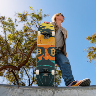Skateboard Bitcoin retro de moda Hombre con barba