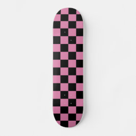 Skateboard Black and Pink Checkered Print