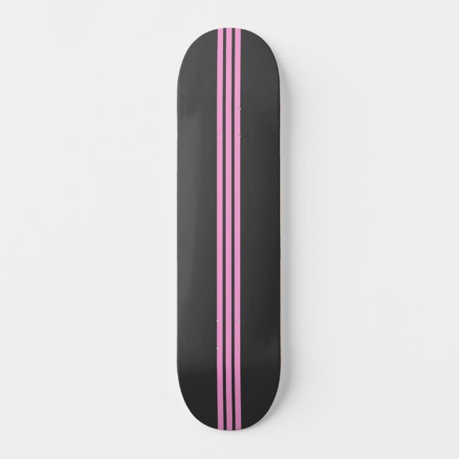 Skateboard Black and Pink Striped Skate Deck (Anverso)