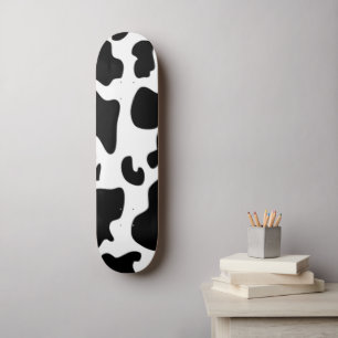 Skateboard Black and White Cow print