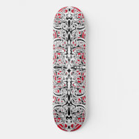 Black and White Empire Tribal Design on Red