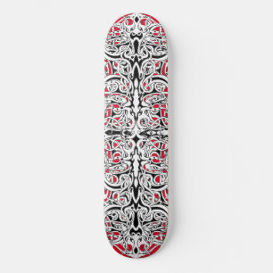 Skateboard Black and White Empire Tribal Design on Red