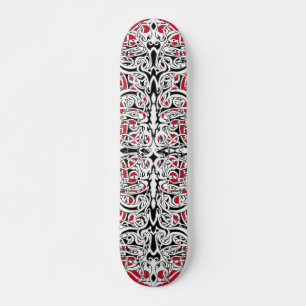 Skateboard Black and White Empire Tribal Design on Red