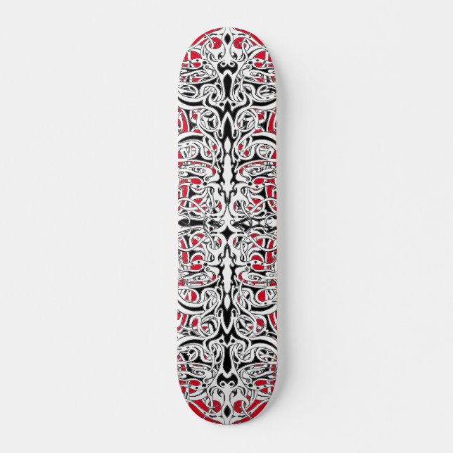Skateboard Black and White Empire Tribal Design on Red (Anverso )
