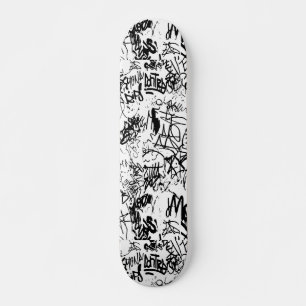 Skateboard Black and White Graffiti Abstract Collage
