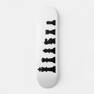 Skateboard Black chess pieces on white