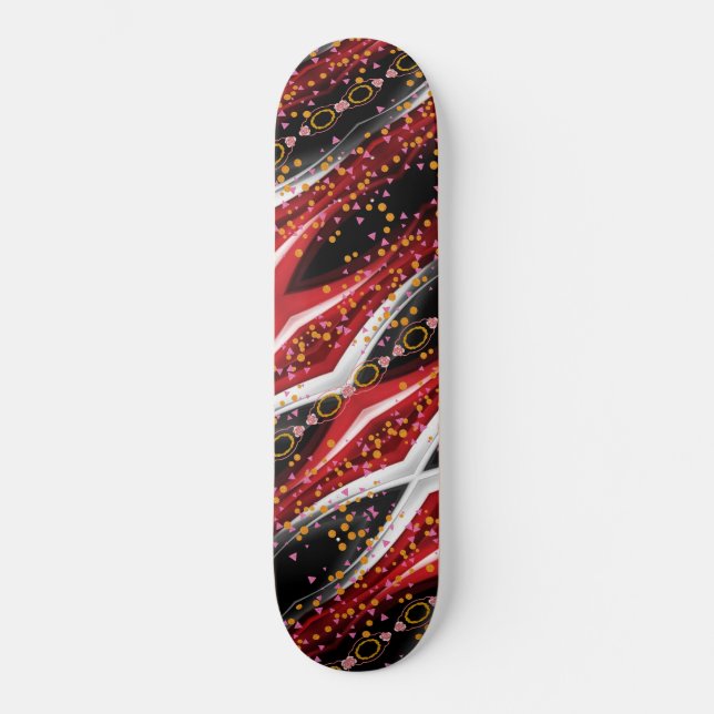 Skateboard Black Fiery Red & White Resumen (Anverso)