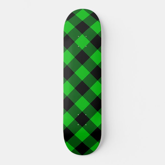 Skateboard Black Green Check (Anverso)