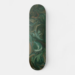 Skateboard Black Green Swirl