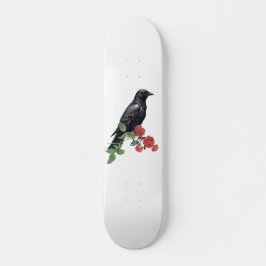 Skateboard Black Raven & Red Roses Skate Deck