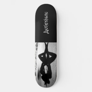 Skateboard Black White Beach