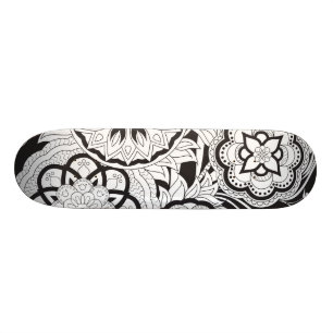 Skateboard black&white  pattern with mandalas