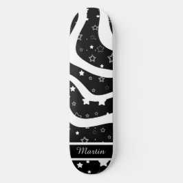 Skateboard Black &white stars on lines custom name