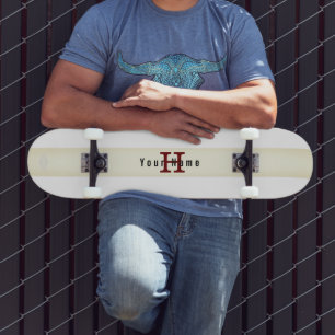 Skateboard Blanco con banda Inicial y Nombre HAMbyWG