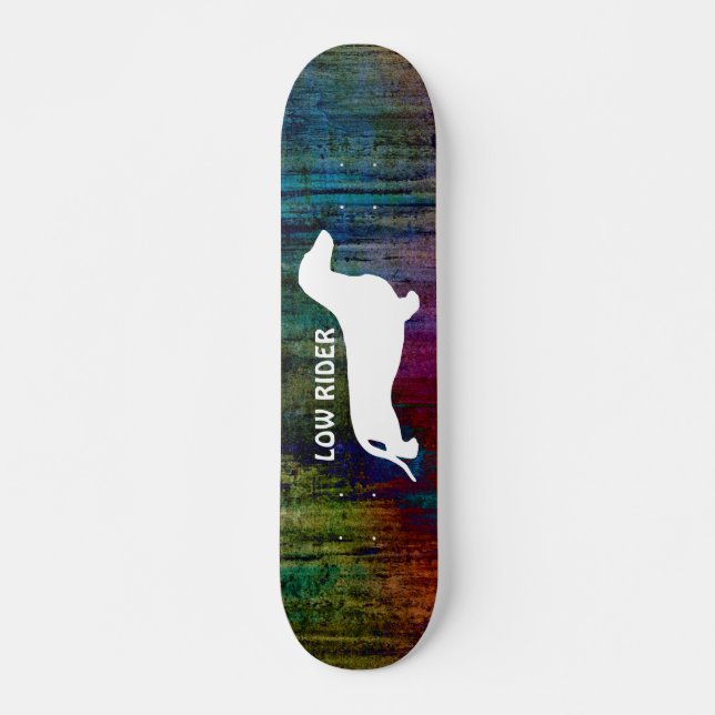 Skateboard Blanco de la silueta del Dachshund + sus ideas (Anverso )