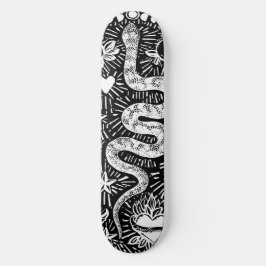 Skateboard blanco lunar de serpiente mística