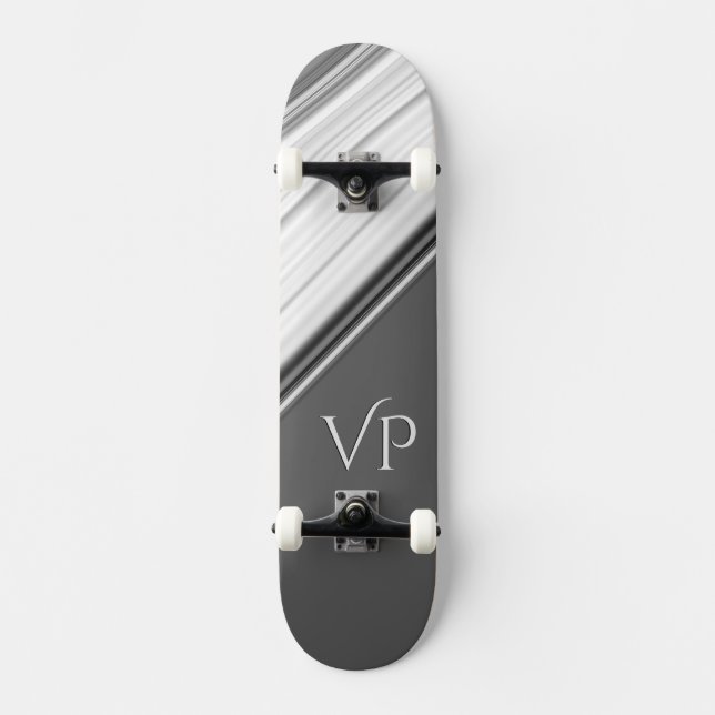 Skateboard Blanco moderno sobre gris personal (Anverso)