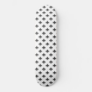Skateboard Blanco Negro Fleur De Lis Delicado Mardi Gras