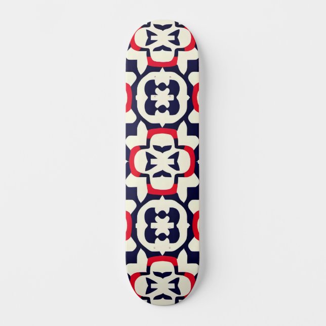 Skateboard Blanco rojo y azul de lujo (Anverso)