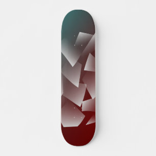 Skateboard blanco roto en burdeos verde azulados