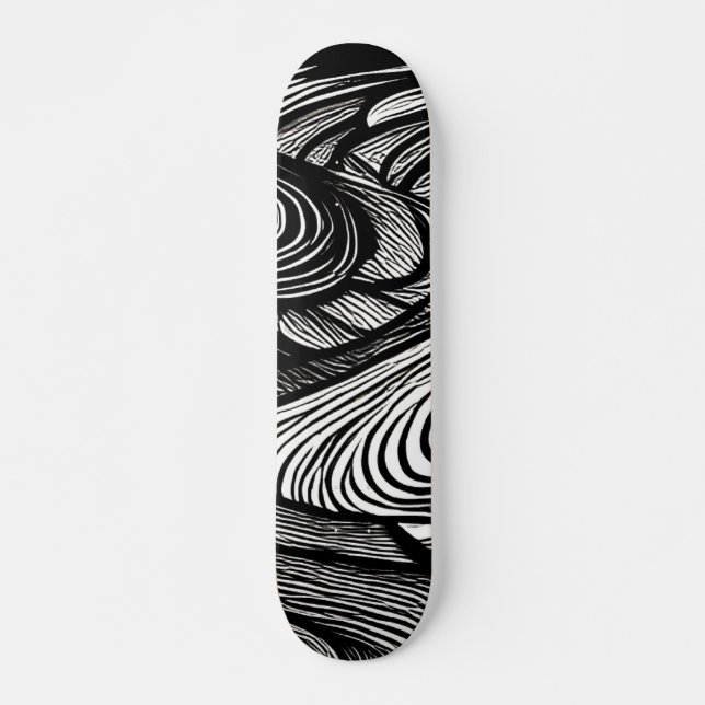SKATEBOARD BLANCO Y NEGRO ABSTRACTO (Anverso )