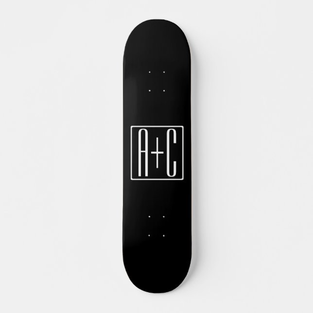Skateboard Blanco y negro | Iniciales de parejas (Anverso )