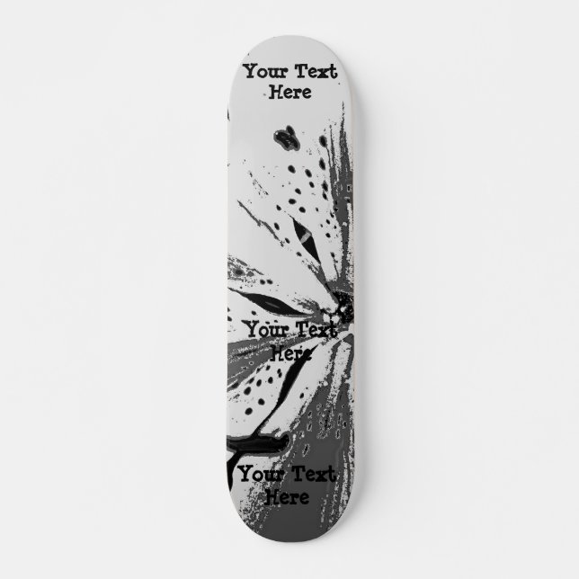 Skateboard blanco y negro salpica estilo abstracto del arte (Anverso )