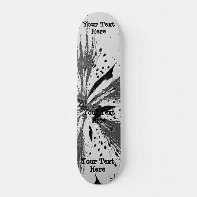 Skateboard blanco y negro salpica estilo abstracto del arte (Anverso )