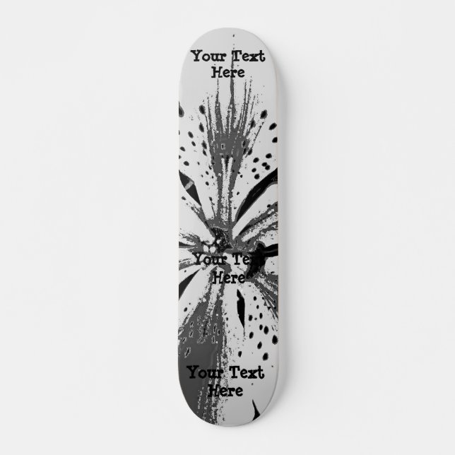 Skateboard blanco y negro salpica estilo abstracto del arte (Anverso )
