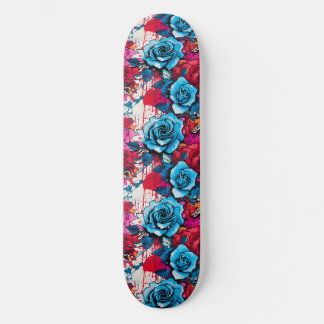 Skateboard Bloom Urbano: Graffiti Rosa Rojo y Azul