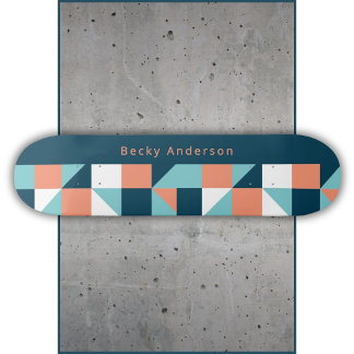 Skateboard Bloques Retro Decorativos y Nombre