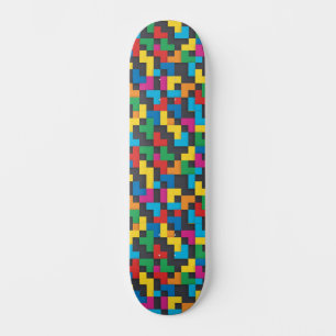Skateboard Bloques Retro Tetris Patrón Continuo