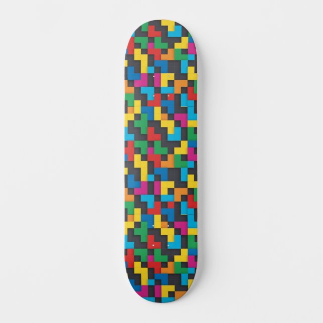 Skateboard Bloques Retro Tetris Patrón Continuo (Anverso)