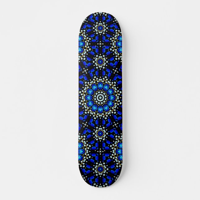 Skateboard Blue Abstract Geometric Mandala Art Design (Anverso )