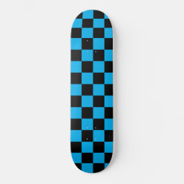 Skateboard Blue and Black Checkered Print