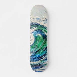 Skateboard Blue and Turquoise Ocean Wave