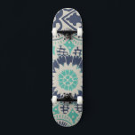 Skateboard Blue Batik Tile III<br><div class="desc">Floral</div>