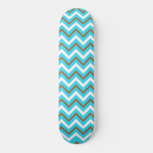 Skateboard Blue Brown White Zig Zag Lines Geométricas Waves d