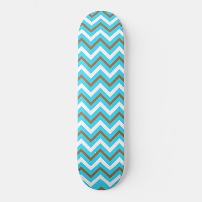 Skateboard Blue Brown White Zig Zag Lines Geométricas Waves d (Anverso)