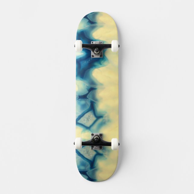 Skateboard Blue Ecru Agate Geode Gemstone Crystal Pattern (Anverso)