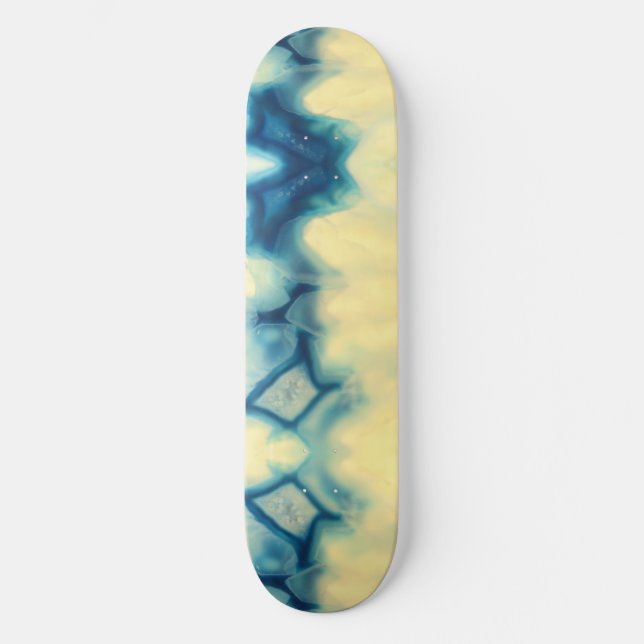Skateboard Blue Ecru Agate Geode Gemstone Crystal Pattern (Anverso)