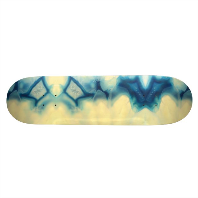 Skateboard Blue Ecru Agate Geode Gemstone Crystal Pattern (Horizontal)