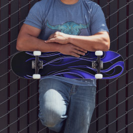 Skateboard Blue Flames