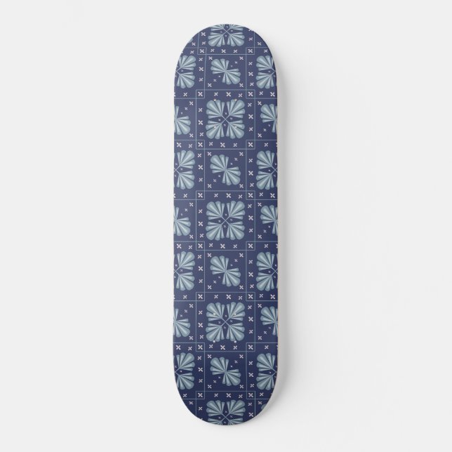 Skateboard Blue Geometric shapes Pattern  (Anverso)