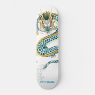 Skateboard Blue Gold Dragon personalizada