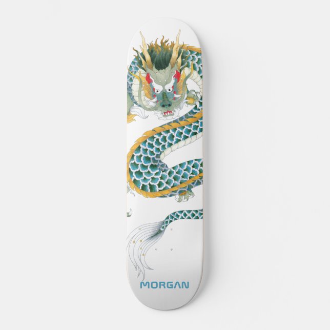 Skateboard Blue Gold Dragon personalizada (Anverso)