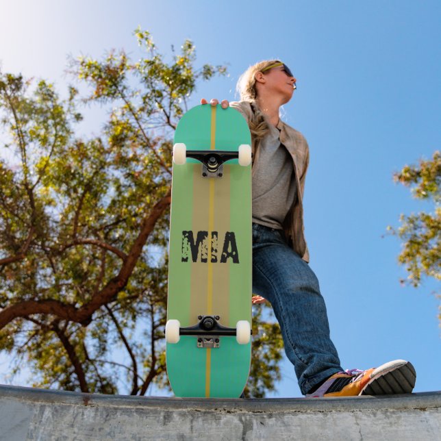 Skateboard Blue Green Gold personalizado (Exterior 1)