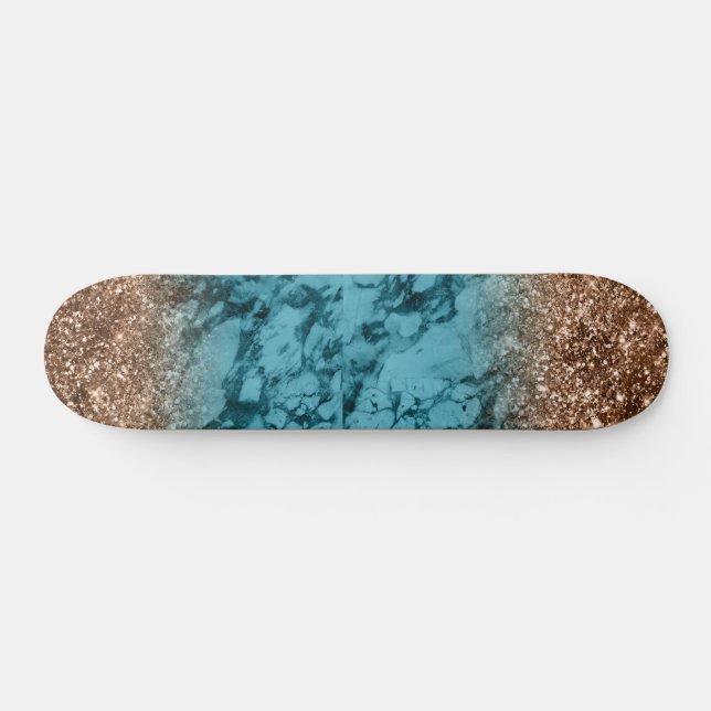 Skateboard Blue Marbleing y Gold Purpurina (Horz)