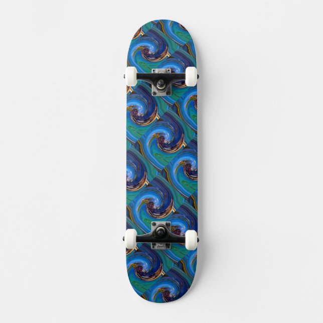 Skateboard Blue N Green Abstract Pizarra De Patinaje De Pacoc (Anverso)