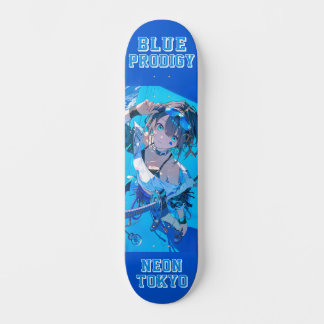 Skateboard Blue Neon Prodigy Tokyo Cyberpunk Anime Impact